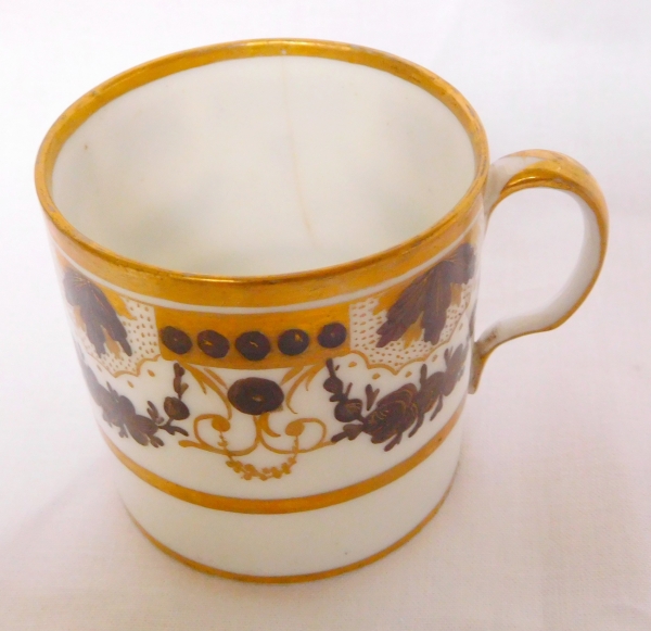 Paire de tasses à café litron en porcelaine d'époque Louis XVI Directoire fin XVIIIe siècle