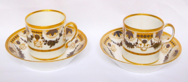 Paire de tasses à café litron en porcelaine d'époque Louis XVI Directoire fin XVIIIe siècle