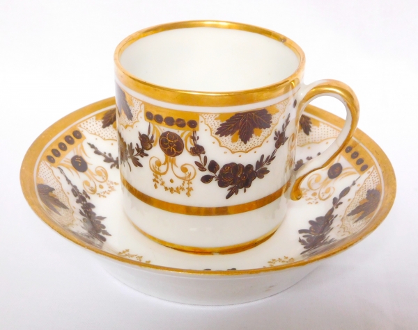 Paire de tasses à café litron en porcelaine d'époque Louis XVI Directoire fin XVIIIe siècle