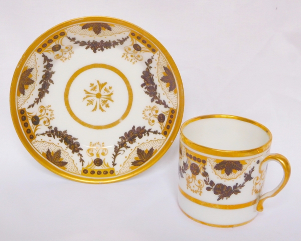 Paire de tasses à café litron en porcelaine d'époque Louis XVI Directoire fin XVIIIe siècle