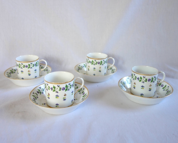 Manufacture du Duc d'Angoulême - paire de tasses litron aux Barbeaux en porcelaine XVIIIe signées