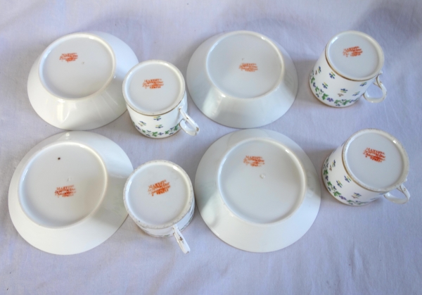 Manufacture du Duc d'Angoulême - paire de tasses litron aux Barbeaux en porcelaine XVIIIe signées