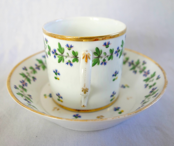 Manufacture du Duc d'Angoulême - paire de tasses litron aux Barbeaux en porcelaine XVIIIe signées