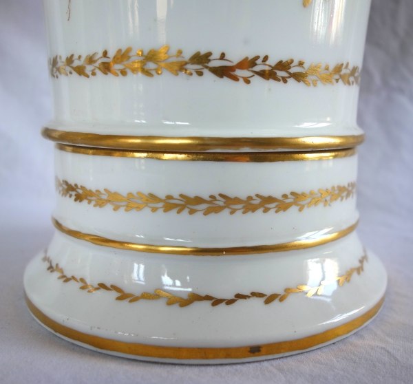 Pair of Empire Paris porcelain trumpet-shaped vases / planters, early 19th century