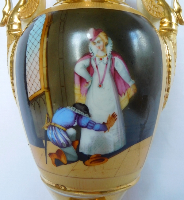 Paire de vases d'ornement Empire en porcelaine de Paris - époque Restauration