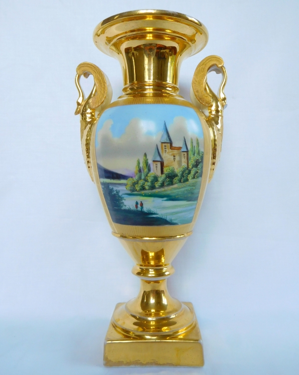 Paire de vases d'ornement Empire en porcelaine de Paris - époque Restauration