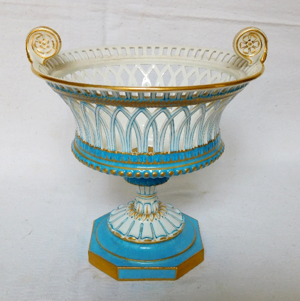 Sevres porcelain S67 (year 1867) : blue porcelain planter cup / jardiniere