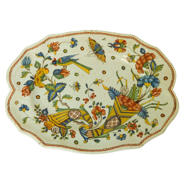 Rouen earthenware ovale dish, 18th century