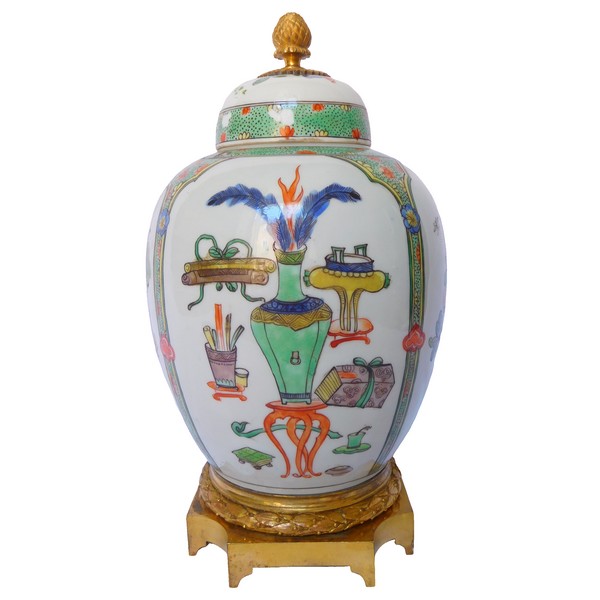 Potiche en porcelaine de Chine famille verte montée bronze doré - époque fin XIXe siècle