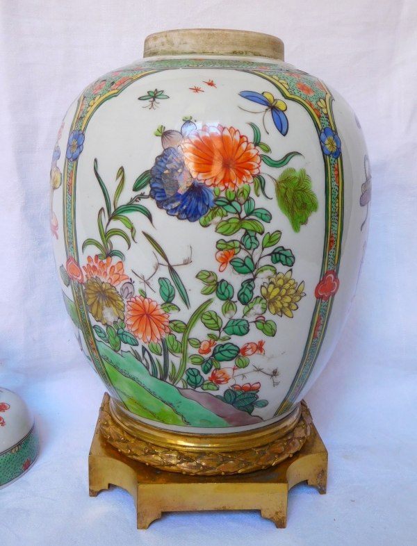 Potiche en porcelaine de Chine famille verte montée bronze doré - époque fin XIXe siècle