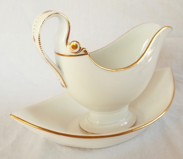 Nast : Empire porcelain gravy boat enhanced with fine gold - early 19th century