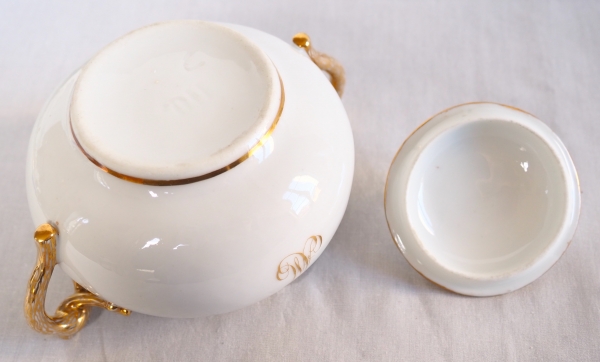 Porcelain two-person tea set, fine gold gilt, Viscount crown, late 19th century