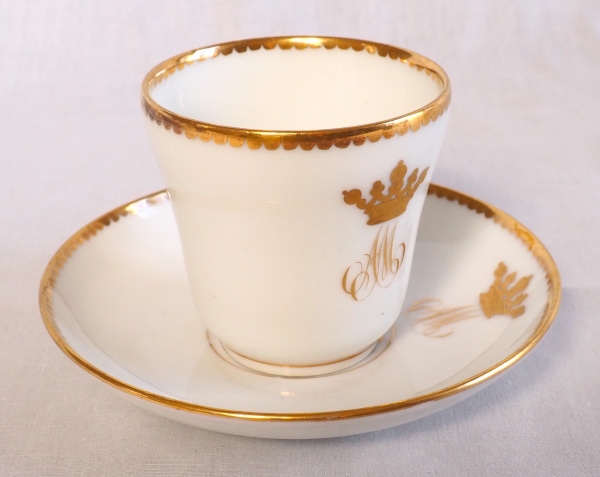 Porcelain two-person tea set, fine gold gilt, Viscount crown, late 19th century