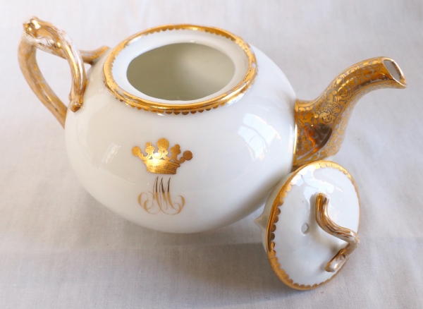 Porcelain two-person tea set, fine gold gilt, Viscount crown, late 19th century