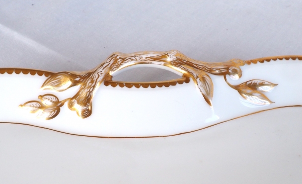 Service à thé tête à tête en porcelaine dorée, couronne de vicomte époque Napoléon III