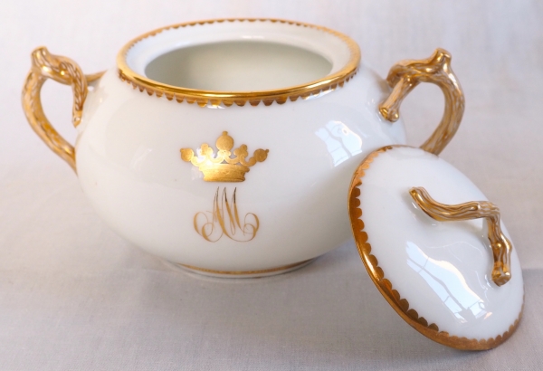 Porcelain two-person tea set, fine gold gilt, Viscount crown, late 19th century