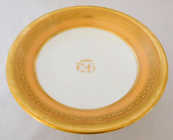 Service à dessert Empire à couronne de comte - porcelaine de Paris polychrome et or - début XIXe siècle