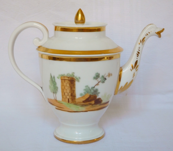 Empire Paris porcelain coffee set enhanced with fine gold, early 19th century, 15 pieces