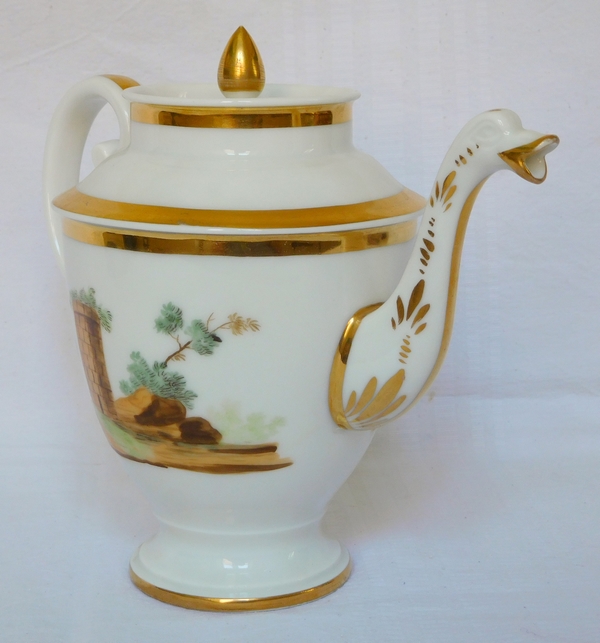 Empire Paris porcelain coffee set enhanced with fine gold, early 19th century, 15 pieces