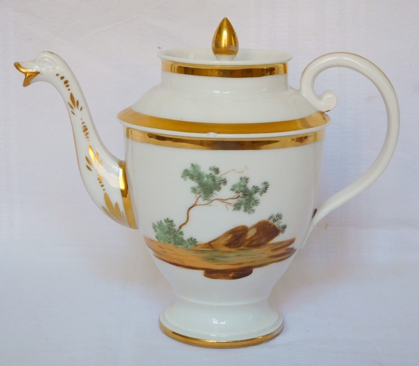 Empire Paris porcelain coffee set enhanced with fine gold, early 19th century, 15 pieces