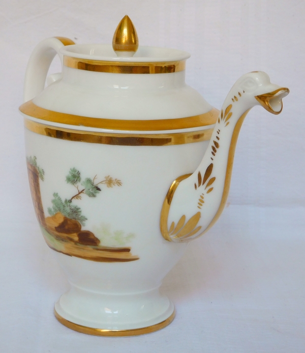 Empire Paris porcelain coffee set enhanced with fine gold, early 19th century, 15 pieces