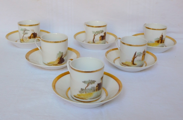Empire Paris porcelain coffee set enhanced with fine gold, early 19th century, 15 pieces