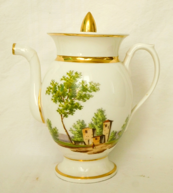 Empire Paris porcelain coffee set enhanced with fine gold, early 19th century, 10 pieces