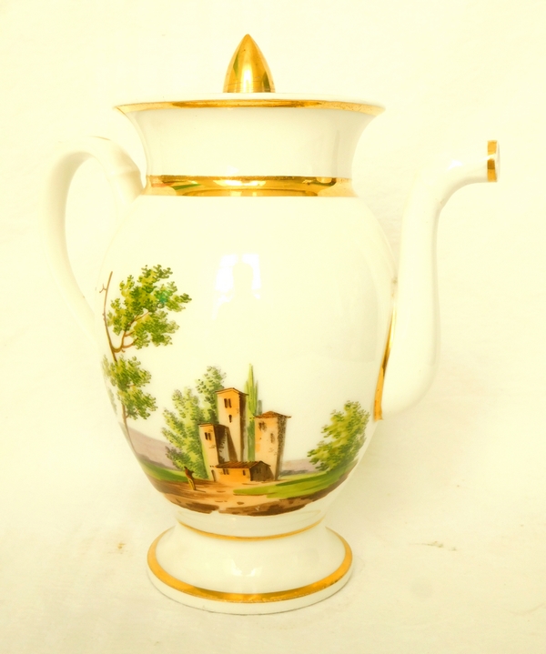 Empire Paris porcelain coffee set enhanced with fine gold, early 19th century, 10 pieces