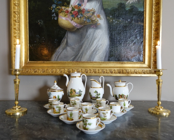Empire Paris porcelain coffee set for 10 people - 19th century circa 1820