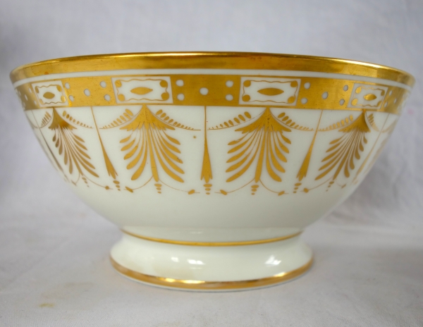 Service à café complet pour 12 en porcelaine de Paris dorée or fin - époque Empire - 17 pièces