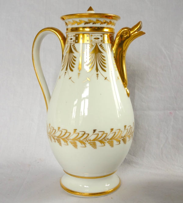 Service à café complet pour 12 en porcelaine de Paris dorée or fin - époque Empire - 17 pièces