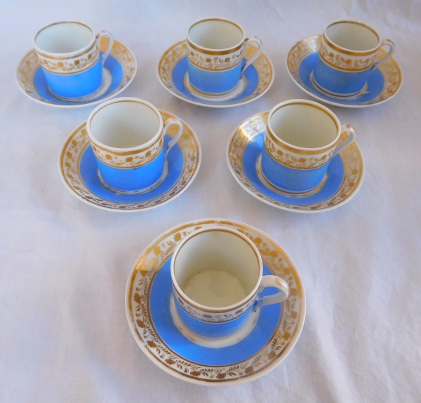 Empire Paris porcelain tea and coffee set for 6, 10 pieces, early 19th century