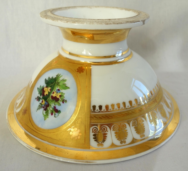 Service à café complet pour 8, porcelaine dorée florale, époque Empire Restauration - 12 pièces