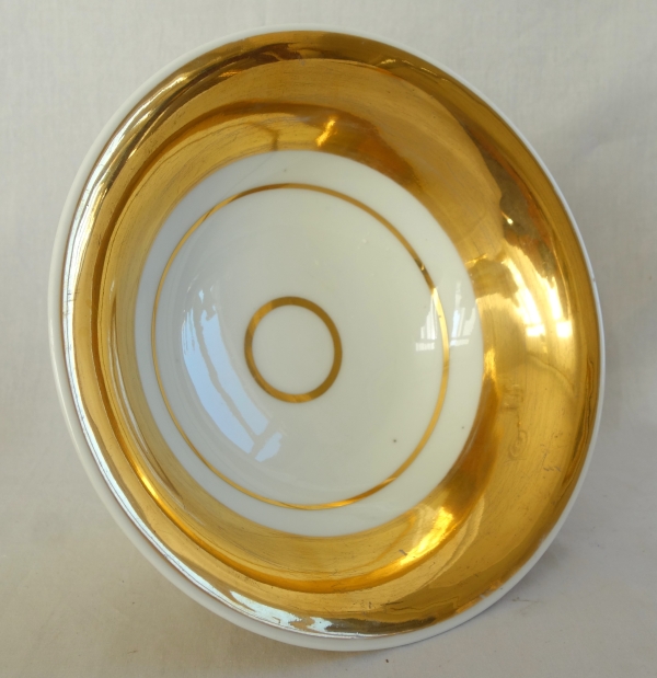 Service à café complet pour 8, porcelaine dorée florale, époque Empire Restauration - 12 pièces