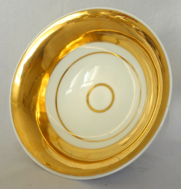 Service à café complet pour 8, porcelaine dorée florale, époque Empire Restauration - 12 pièces