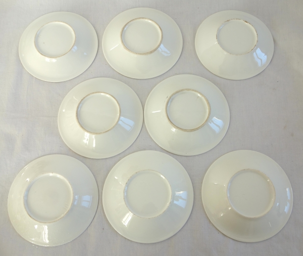 Service à café complet pour 8, porcelaine dorée florale, époque Empire Restauration - 12 pièces