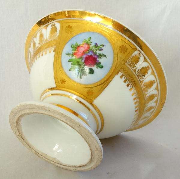 Service à café complet pour 8, porcelaine dorée florale, époque Empire Restauration - 12 pièces