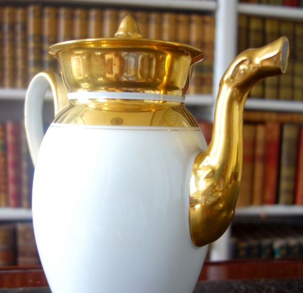 Service à café - 6 tasses litron Empire porcelaine de Paris dorée à l'or fin - époque Restauration