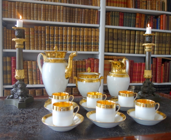 Early 19th century Empire Paris porcelain coffee set for 6