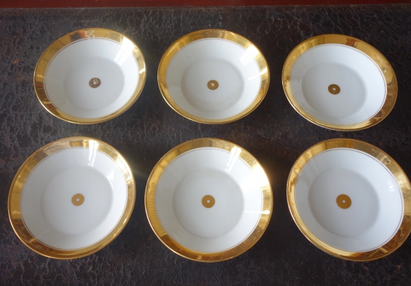 Service à café - 6 tasses litron Empire porcelaine de Paris dorée à l'or fin - époque Restauration