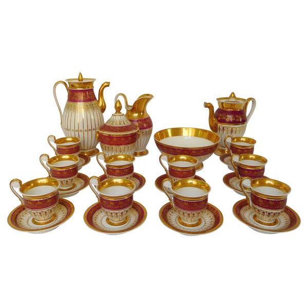 Empire Paris porcelain tea and coffee set for 10, 15 pieces, early 19th century