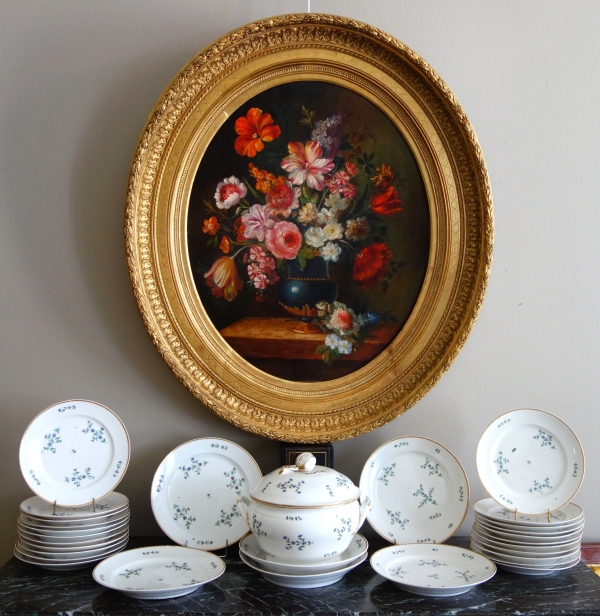 Service de table en porcelaine de Paris XVIIIe aux Barbeaux - 58 pièces - marque de château