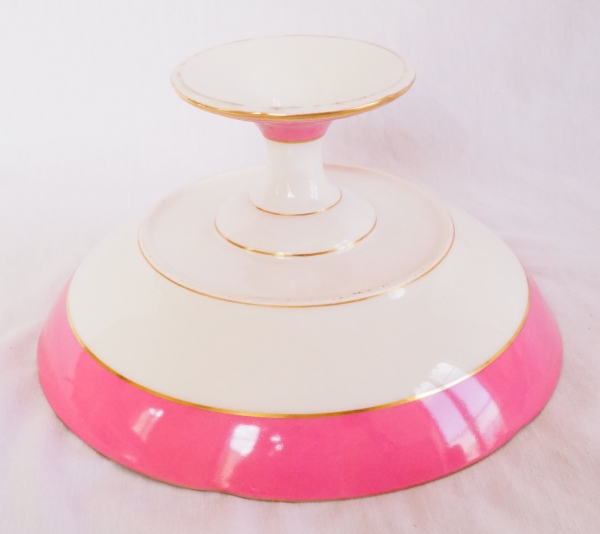 Jullien Fils Aine : Paris porcelain dessert set enhanced with fine gold and pink edges, AC monogram, 19th century