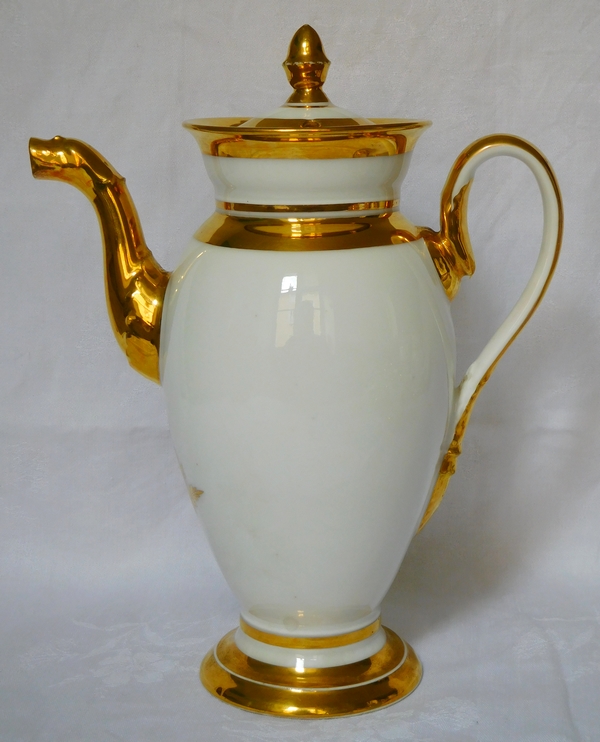 Empire Paris porcelain coffee set enhanced with fine gold, early 19th century, 17 pieces