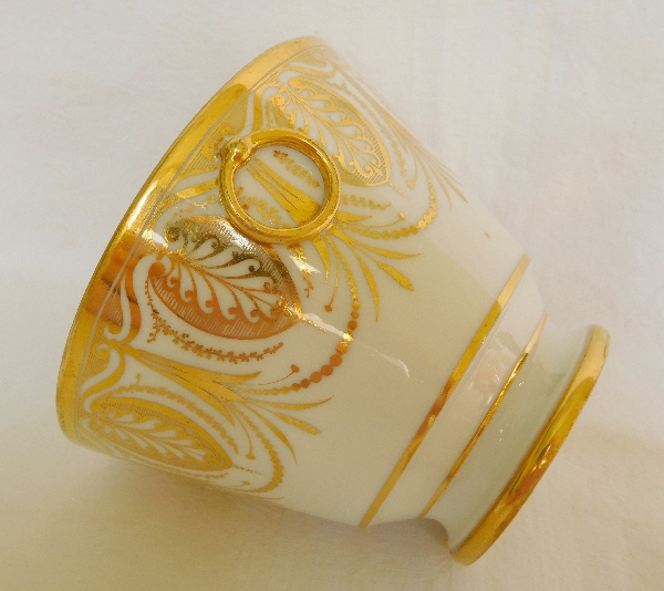 Paris porcelain sugar pot, Empire production, decorated with gilt palm leaves