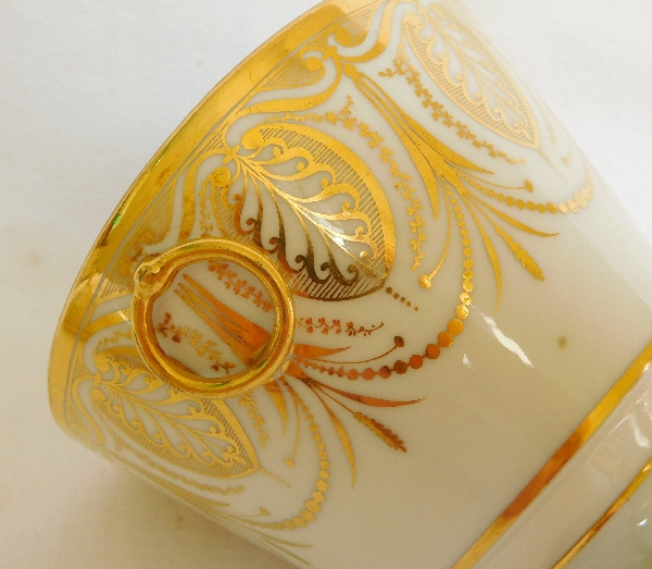 Paris porcelain sugar pot, Empire production, decorated with gilt palm leaves