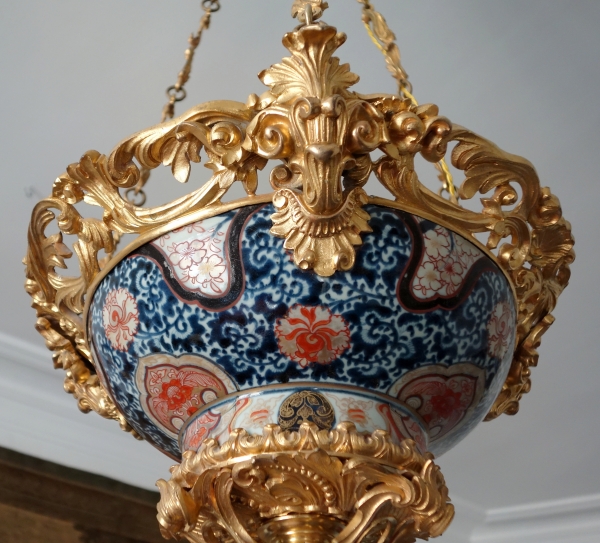 Imari porcelain and ormolu chandelier - Chateau de Verteuil / de La Rochefoucauld - 19th century