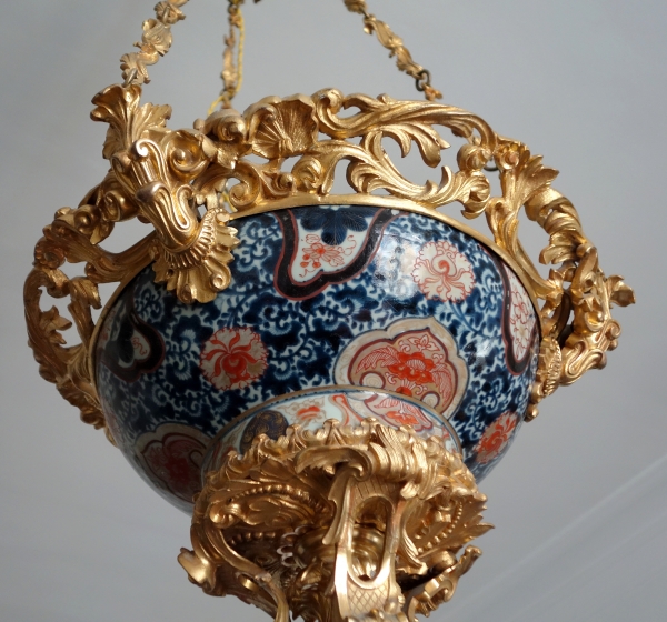 Imari porcelain and ormolu chandelier - Chateau de Verteuil / de La Rochefoucauld - 19th century