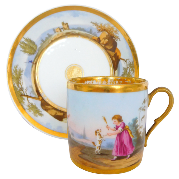 Empire Paris porcelain coffee cup, early 19th century production, Darte Frères manufacture