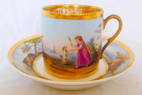 Empire Paris porcelain coffee cup, early 19th century production, Darte Frères manufacture